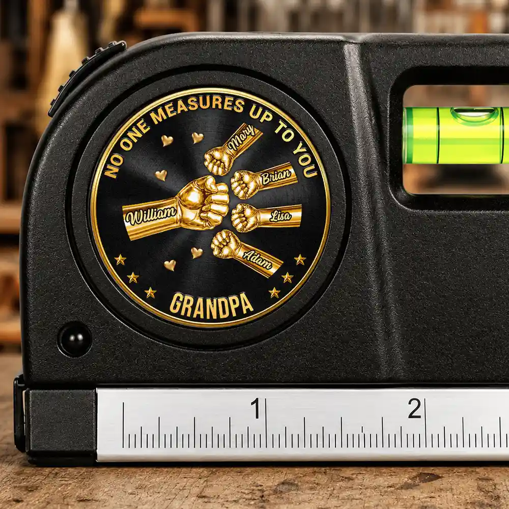 3D Metal Effect Daddy We Love You More Than We Can Measure - Personalized Laser Level Tool - Image 2