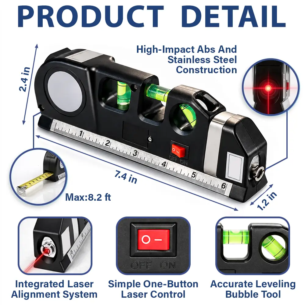 3D Metal Effect Daddy We Love You More Than We Can Measure - Personalized Laser Level Tool - Image 6