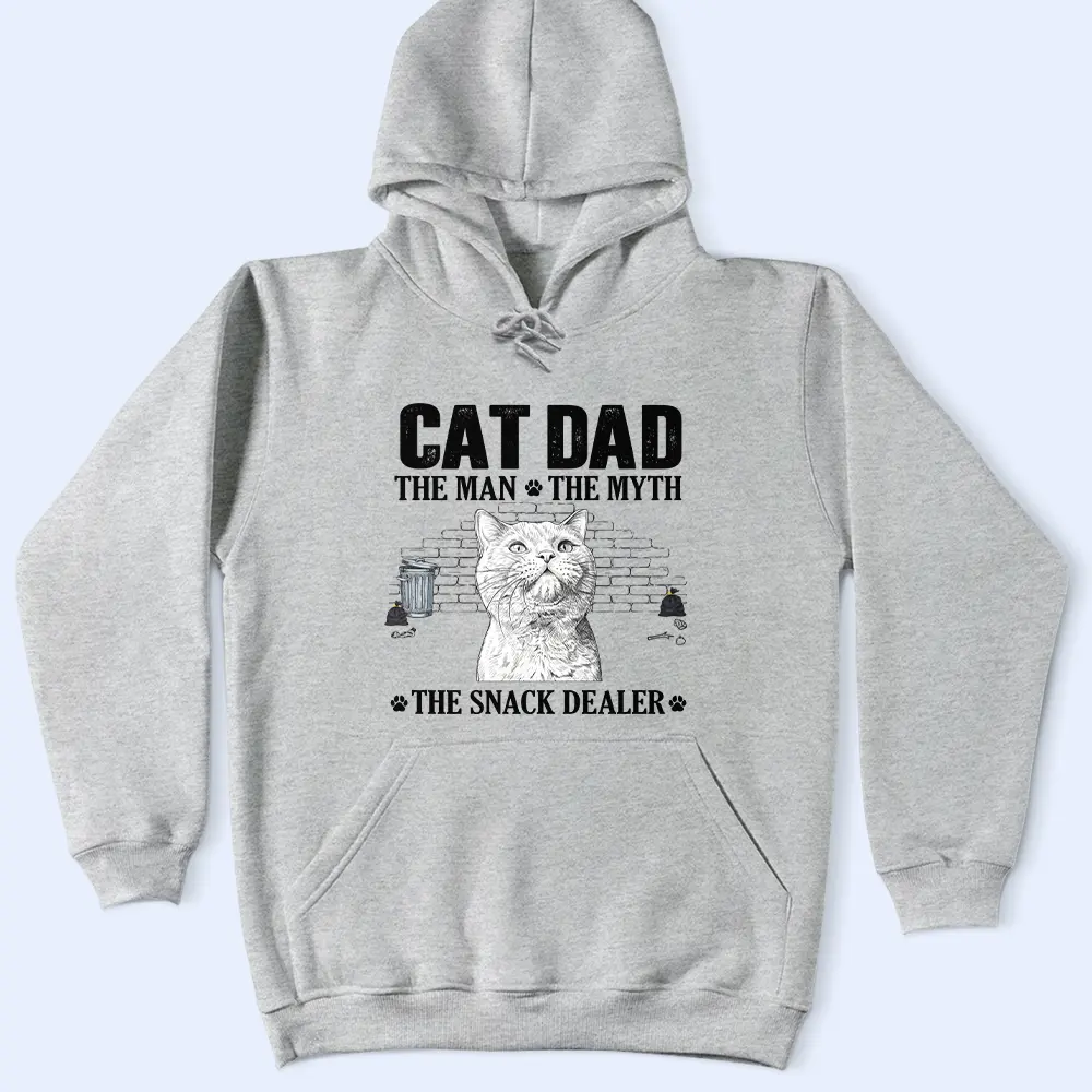 Custom Photo Pencil Sketch Art Cat Dad The Man The Myth The Snack Dealer - Personalized T Shirt - Image 5