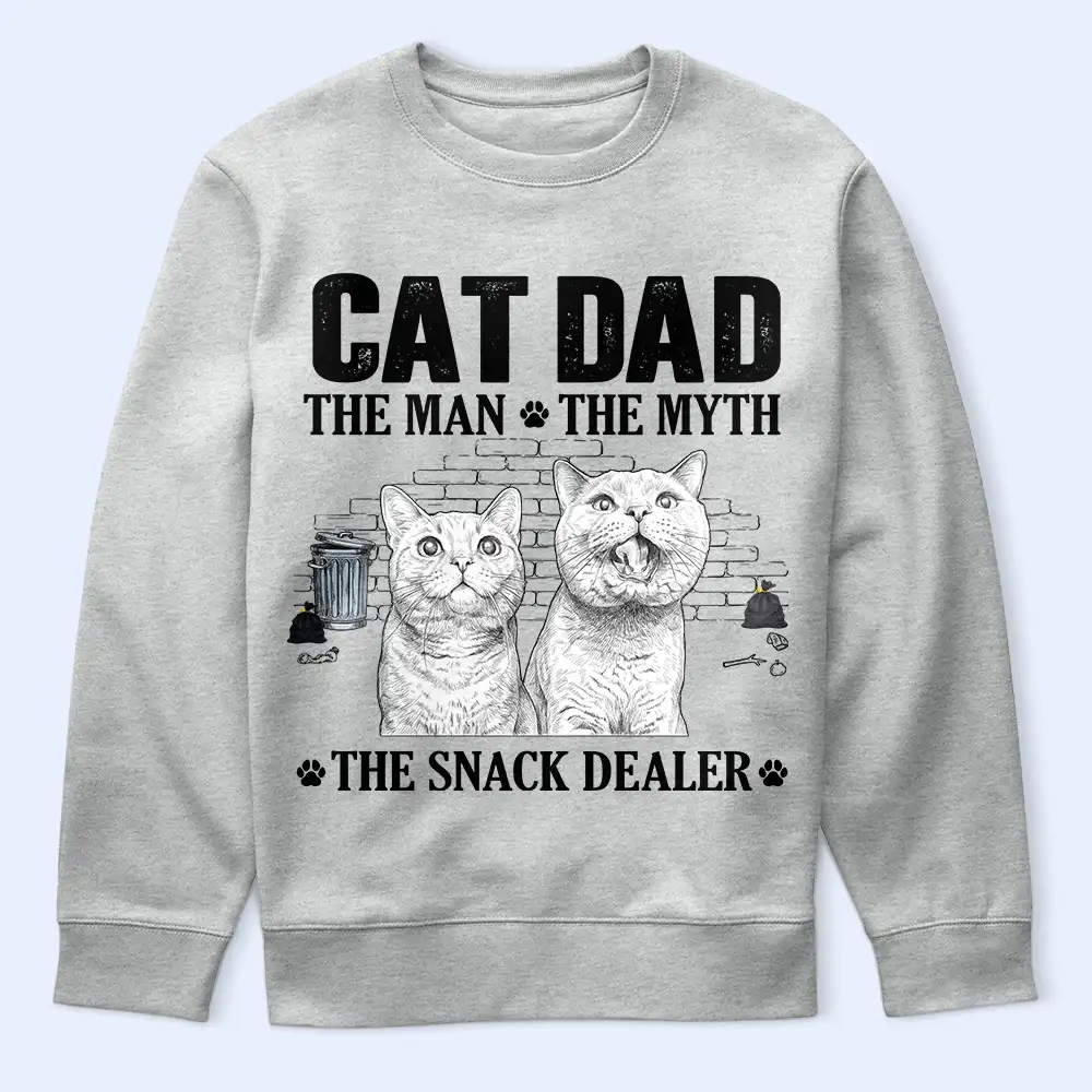 Custom Photo Pencil Sketch Art Cat Dad The Man The Myth The Snack Dealer - Personalized T Shirt - Image 6