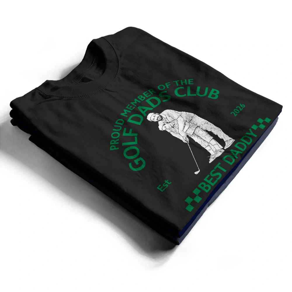Custom Photo Pencil Sketch Proud Member Of The Golf Dads Club - Personalized T Shirt - Image 7