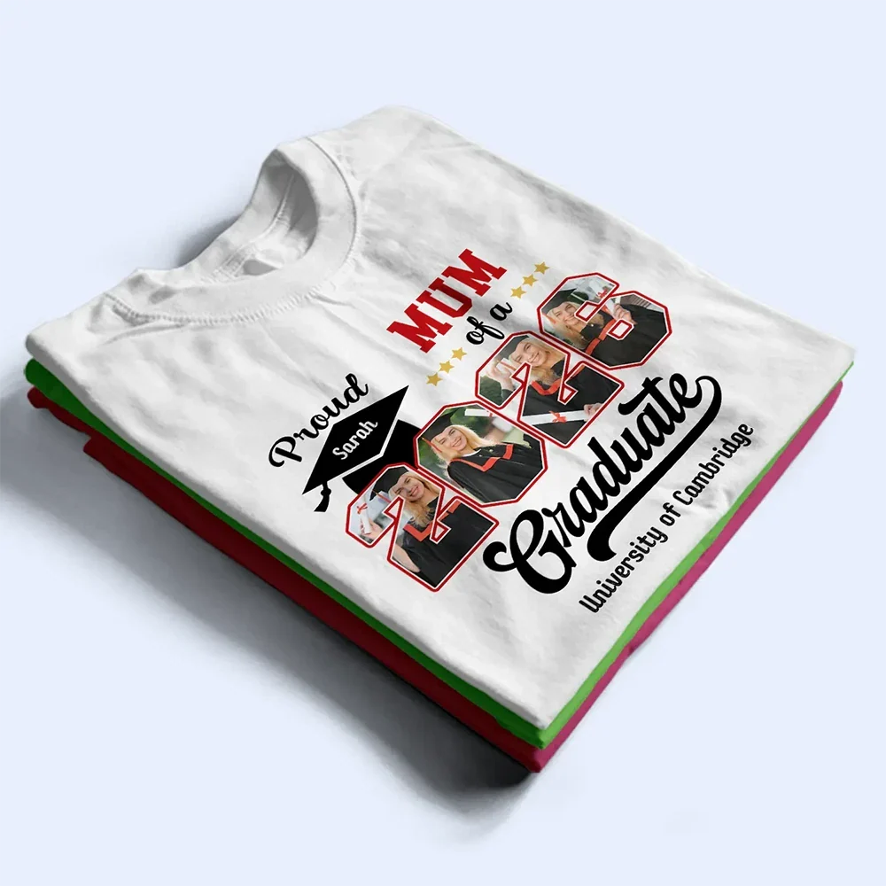Custom Photo Proud Family Of A Graduate - Personalised T Shirt - Image 2