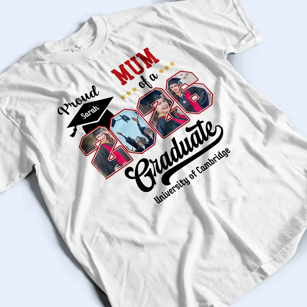 Custom Photo Proud Family Of A Graduate - Personalised T Shirt - Image 3