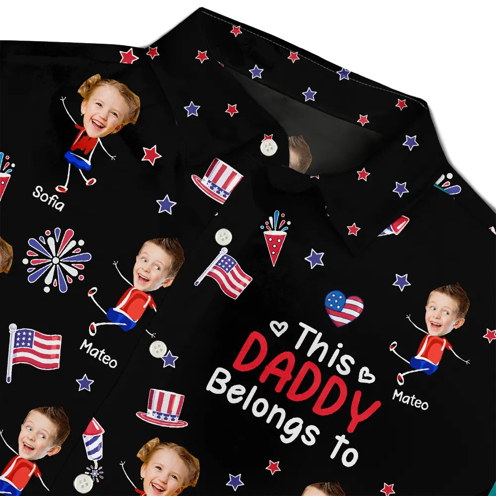 Custom Photo Stars & Stripes This Grandpa Belongs To Kids - Personalized Hawaiian Shirt - Image 5