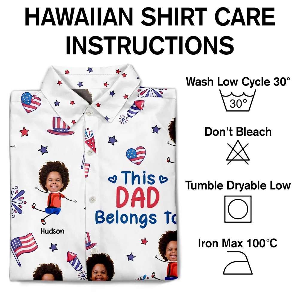 Custom Photo Stars & Stripes This Grandpa Belongs To Kids - Personalized Hawaiian Shirt - Image 8