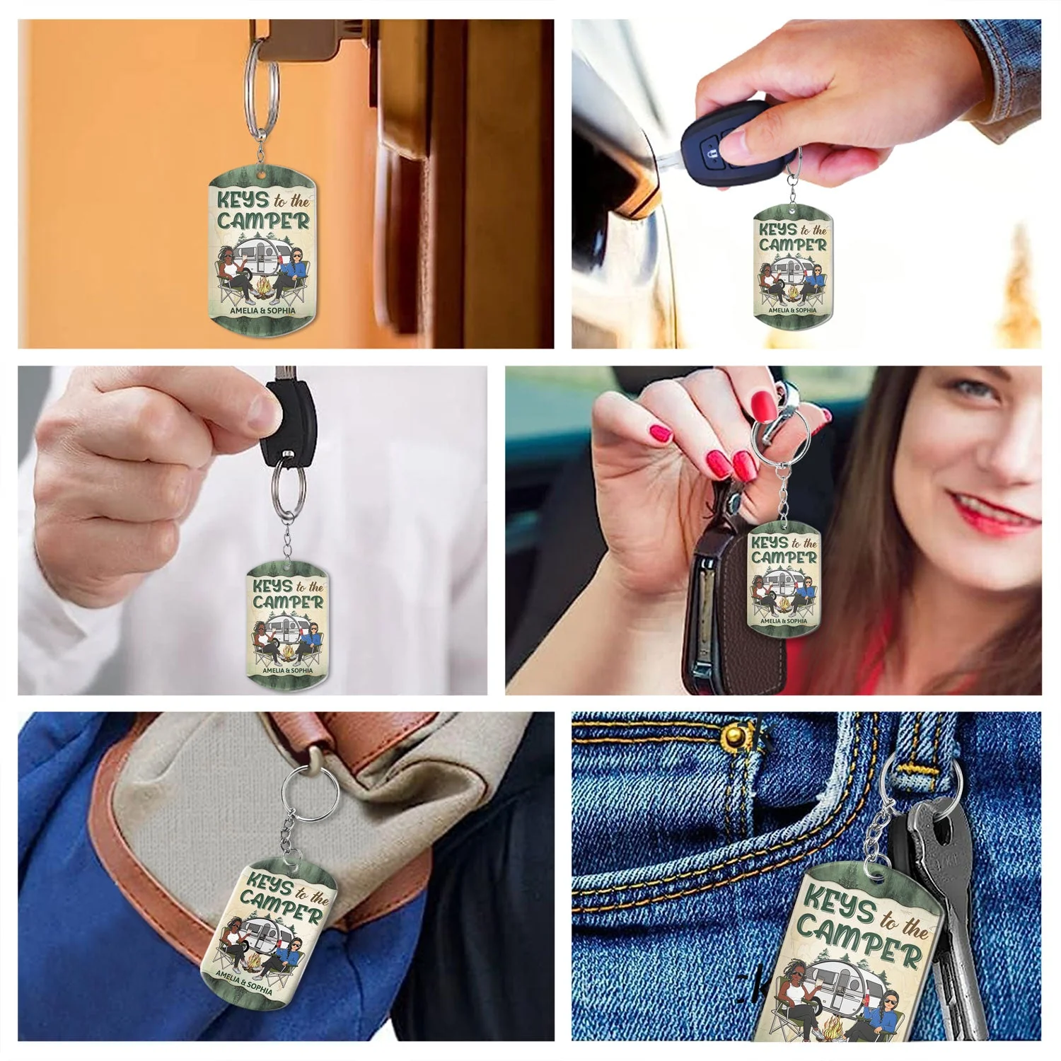 Keys To The Camper Family - Anniversary, Loving Gifts For Couples, Husband, Wife, Camping Lovers - Personalized Aluminum Keychain - Image 6