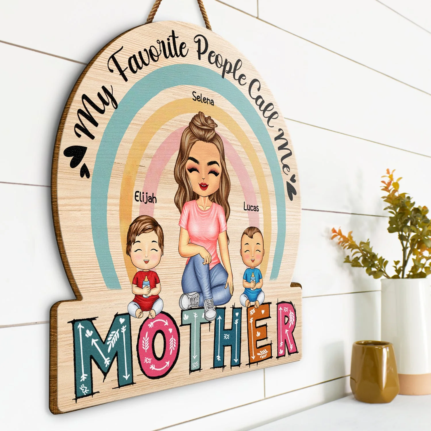 My Favorite People Call Me - Birthday, Loving Gift For Mom, Mother, Grandma, Grandmother - Personalized Custom Shaped Wood Sign - Image 2