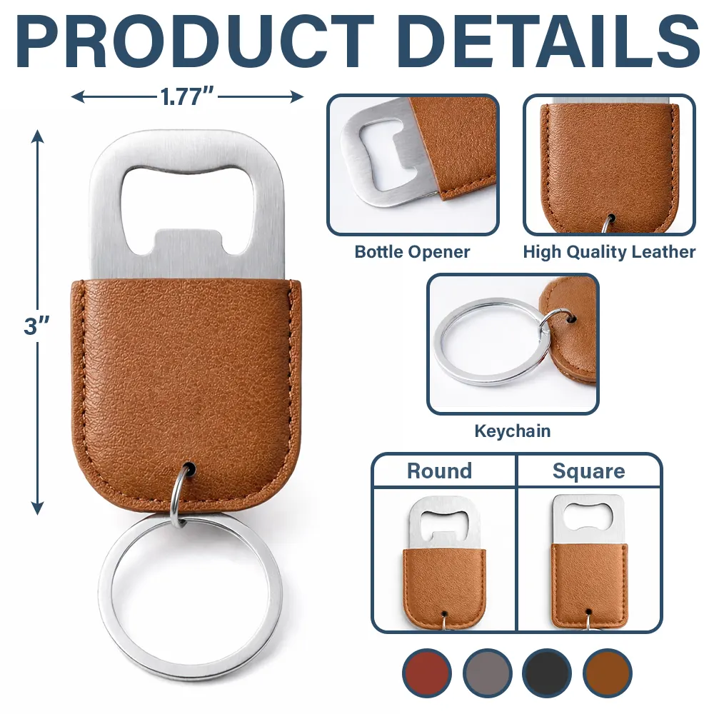 Sport Dad Baseball Basketball - Personalized Leather Bottle Opener Keychain - Image 4