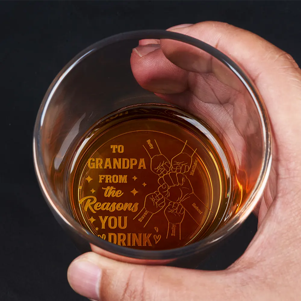 To Dad From The Reasons You Drink Fist To Fist - Personalized Engraved Whiskey Glass - Image 2