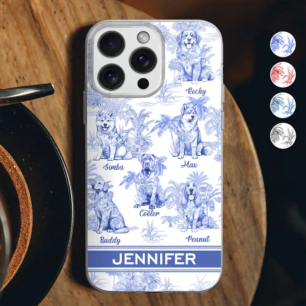 Toile De Jouy Dog Mom - Personalized Clear Phone Case